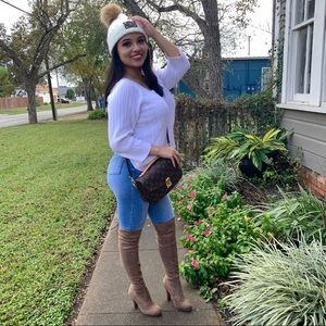 Nude boots with adjustable tie. Size 6 1/2